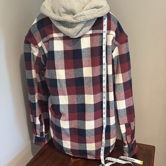 American Eagle Flannel Hooded Button Down Size S - Picture 6 of 12